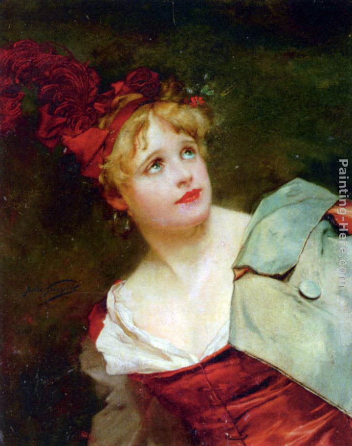 Jules Adolphe Goupil A Lady Wearing a Crimson Hat